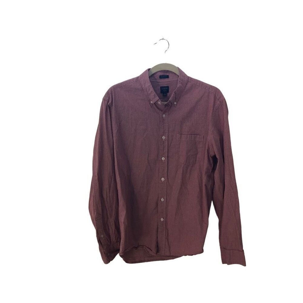 J. Crew Slim Flex Size Large (L) Red and White Check